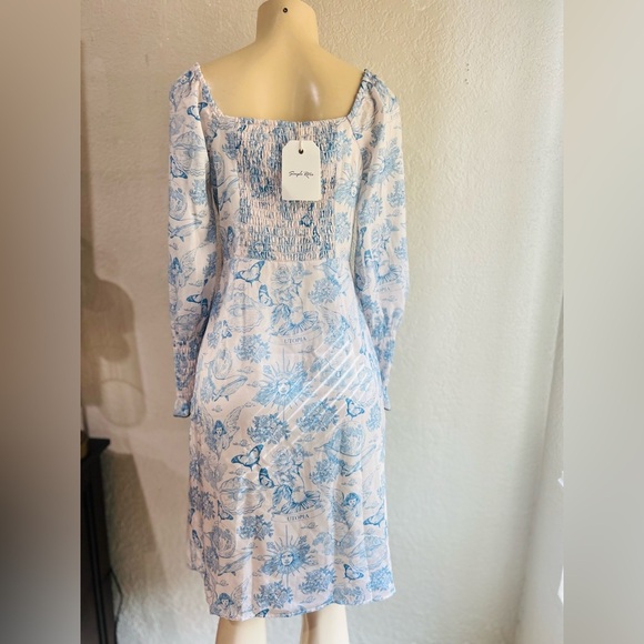 SIMPLE RETRO MILA ELEGANT SQUARE NECK CONTRAST PRINT DRESS SIZE S - Picture 16 of 16